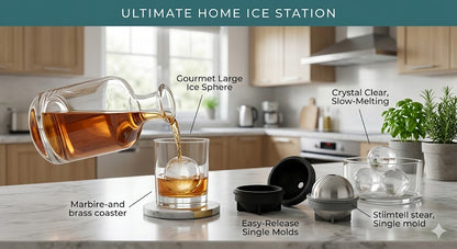 10-Piece Round Ice Ball Mold Set – 2.5-Inch Large Sphere Silicone Ice Trays for Whiskey, Cocktails & Home Bar