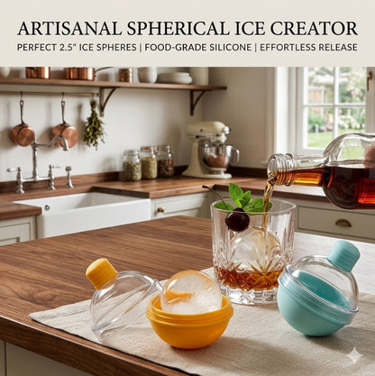 10-Piece Round Ice Ball Mold Set – 2.5-Inch Large Sphere Silicone Ice Trays for Whiskey, Cocktails & Home Bar