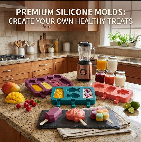 8-Cavity Silicone Ice Cream Mold with Stick Slots – DIY Popsicle Maker for Sorbet, Frozen Yogurt, and Summer Treats