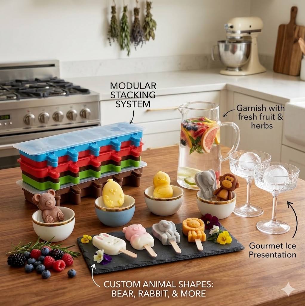 8-Cavity Silicone Ice Cream Mold with Stick Slots – DIY Popsicle Maker for Sorbet, Frozen Yogurt, and Summer Treats