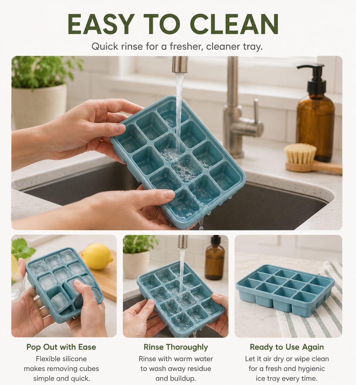 Large 12-Cube Silicone Ice Tray with Lid – Flexible Freezer Mold for Whiskey, Broth, and Meal Prep – Reusable, Dishwasher & Oven Safe