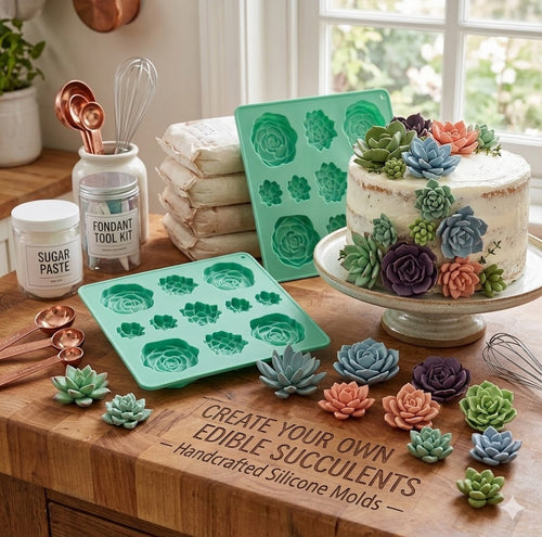 Flexible Succulent Shape Silicone Tray – Food-Grade Mold for DIY Candy, Fondant Cake Decorations & Chocolate Making