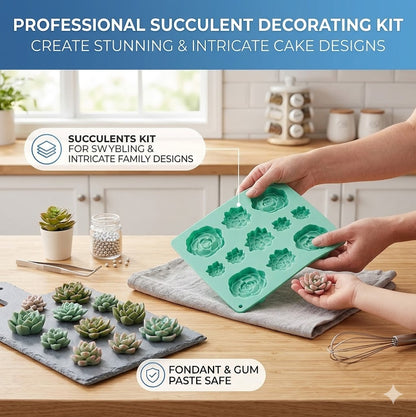 Flexible Succulent Shape Silicone Tray – Food-Grade Mold for DIY Candy, Fondant Cake Decorations & Chocolate Making