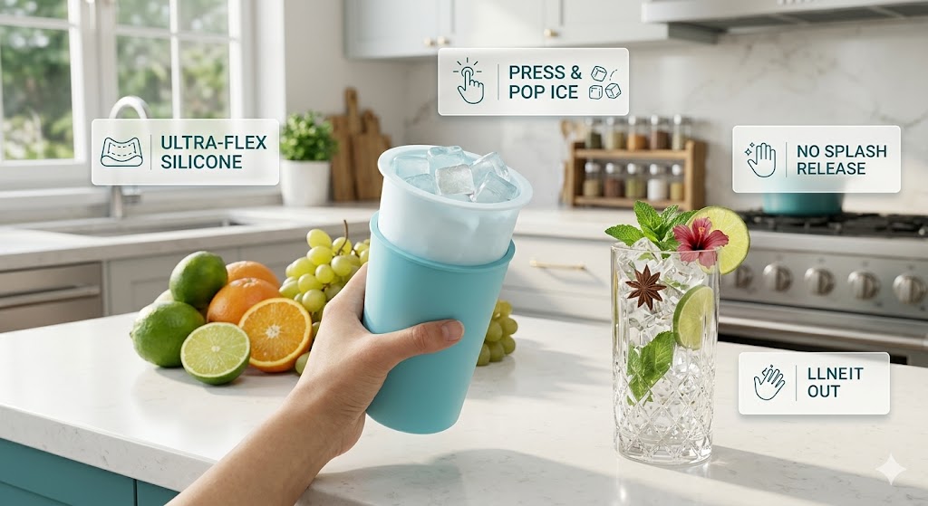 Reusable 60-Cube Silicone Ice Mold Tray – High-Efficiency Mini Ice Maker for Cocktails, Iced Coffee & Party Supplies