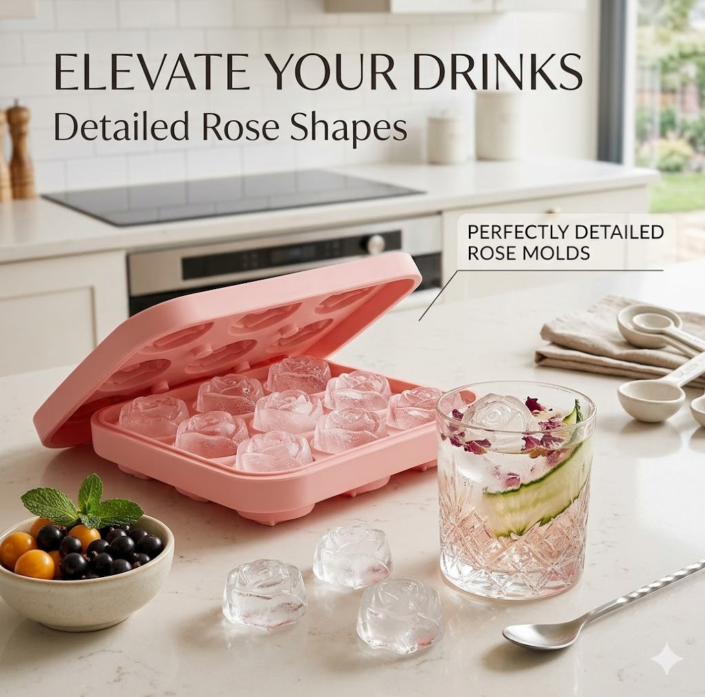 Romantic Rose Shaped Silicone Mold – Reusable Ice Tray for Halloween Parties, Themed Drinks & Decorative Desserts