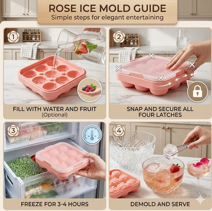 Romantic Rose Shaped Silicone Mold – Reusable Ice Tray for Halloween Parties, Themed Drinks & Decorative Desserts